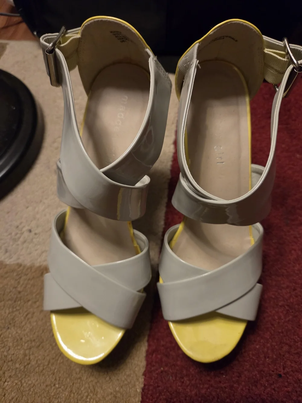 Madden Girl White Patent and Yellow Open-Toe Espadrille Sandals